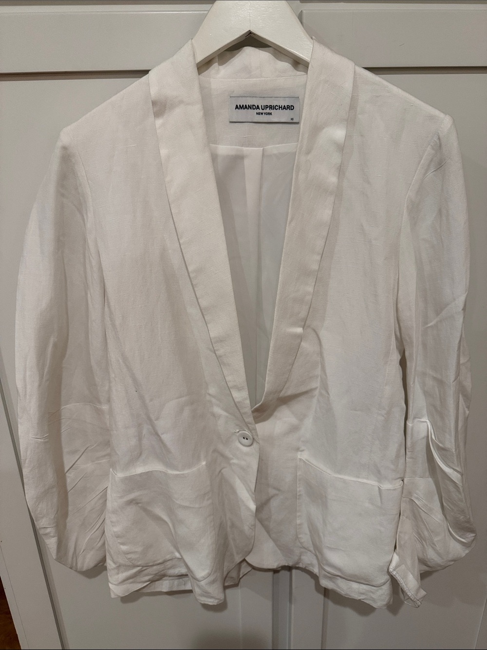 Amanda Uprichard White Linen Blazer Jacket